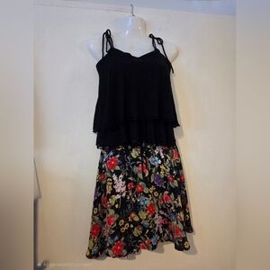 Cherry Bobin Floral Flared Mini Skirt